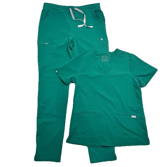 Figs Women’s Scrub Set Size MT Green Casma Top & Yola HW Skinny Scrub Pants Tall - Picture 1 of 16